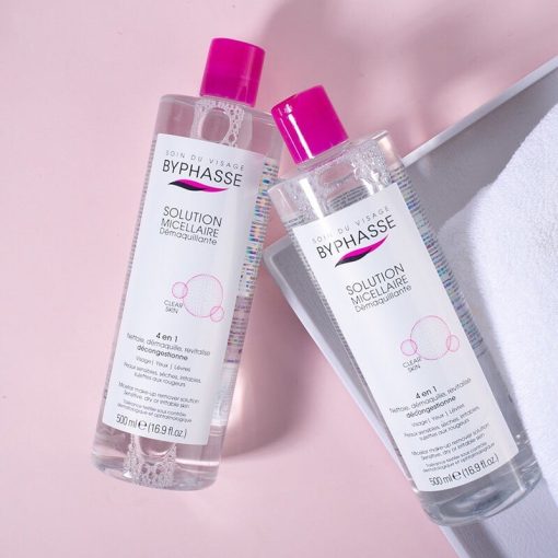 Nước tẩy trang byphasse micellar make-up remover solution sensitive, dry or Irritable Skin 500Ml chính hãng - Hình ảnh 5